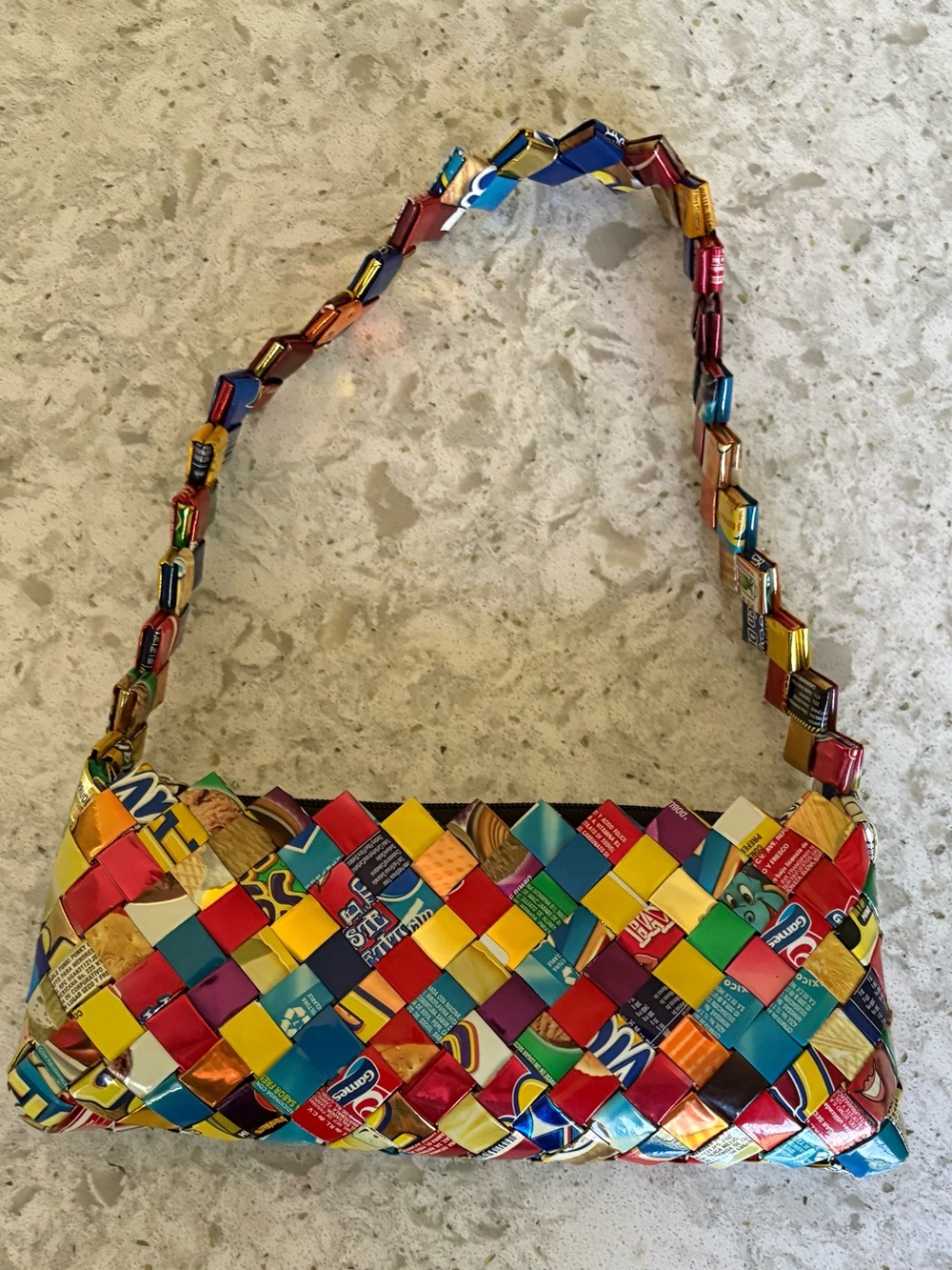 Candy Wrapper Hand Woven Shoulder Bag - Multi